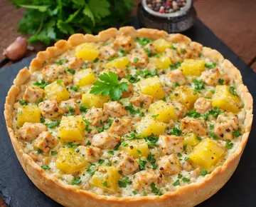Пирог с курицей и ананасами рецепт