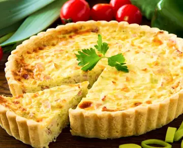 Пирог с грибами и ветчиной