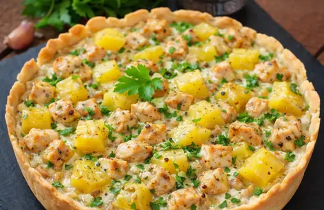 Пирог с курицей и ананасами рецепт