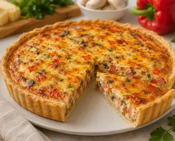 Пирог с ветчиной, сыром и перцем рецепт