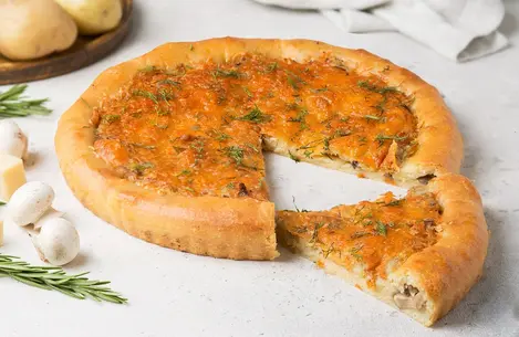 Пирог-пицца с грибами и картофелем